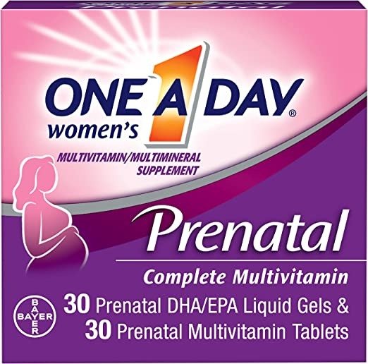 Women's Prenatal Multivitamin Two Pill Formula, Supplement for Before, During, and Post Pregnancy, Including Vitamins A, C, D, E, B6, B12, Folic Acid, and Omega-3 DHA, 30+30 Count