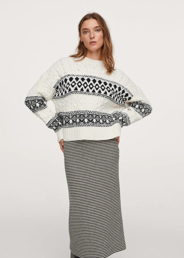 Jacquard knitted sweater - Women | Mango USA