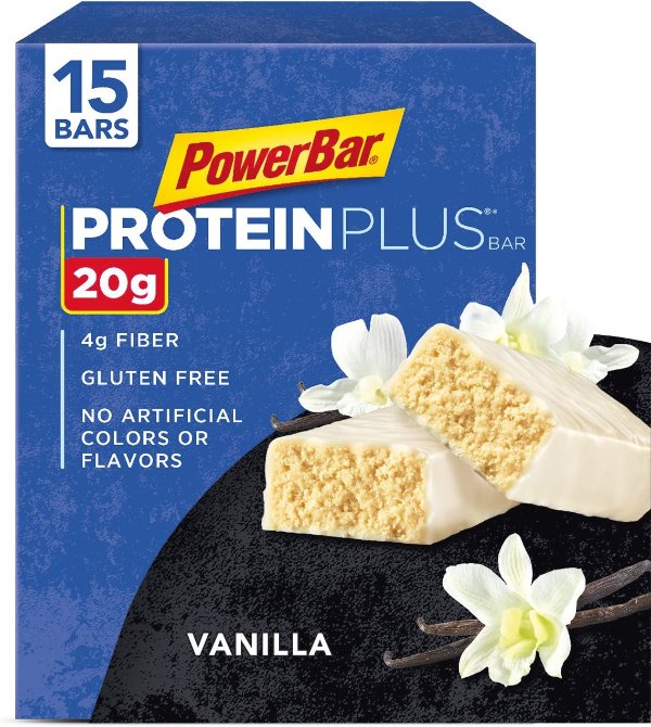 PowerBar Protein Plus Bar, Vanilla, 2.11 Ounce (15 Bars)