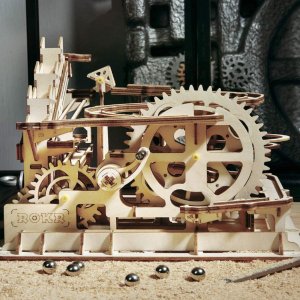 ROKR 3D Wooden Puzzle Adult Craft Model Building Set Mechanical Marble Run Games Home Decoration