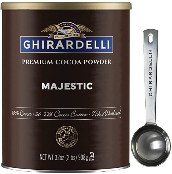 Majestic Premium Cocoa Powder , 32 Ounce Can withStamped Barista Spoon