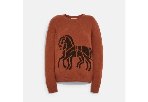 Horse And Carriage Wrap Intarsia Sweater
