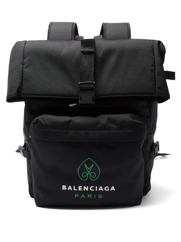 Logo-print nylon-canvas backpack | Balenciaga