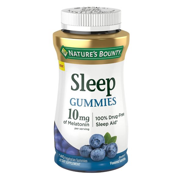 10 mg Melatonin Gummy, 100% Drug Free Sleep Supplement, 10 mg, Blueberry, 140 Ct