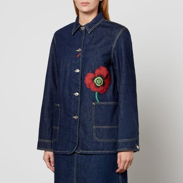 Poppy Detail-Embroidered Denim Jacket