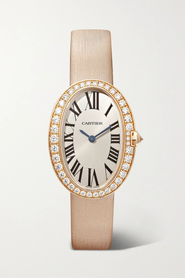 Baignoire 24.5mm small 18-karat rose gold, toile brossee and diamond watch