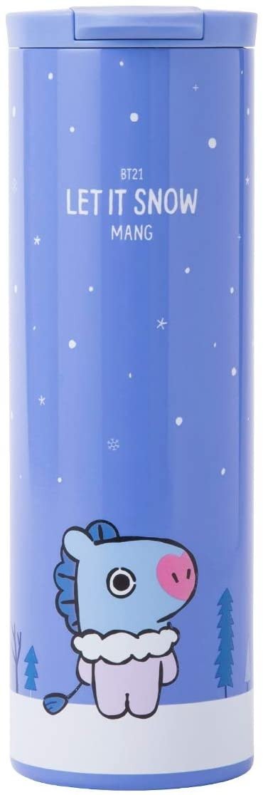 BT21 Official Merchandise with Line Friends - MANG Character Insulated Stainless Steel Travel Coffee Mug Tumbler with Lid