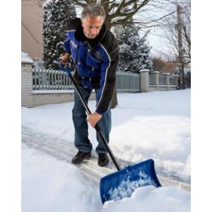 Snow Joe Edge 24 in. Poly Blade Snow Pusher and Ice Chopper Blue