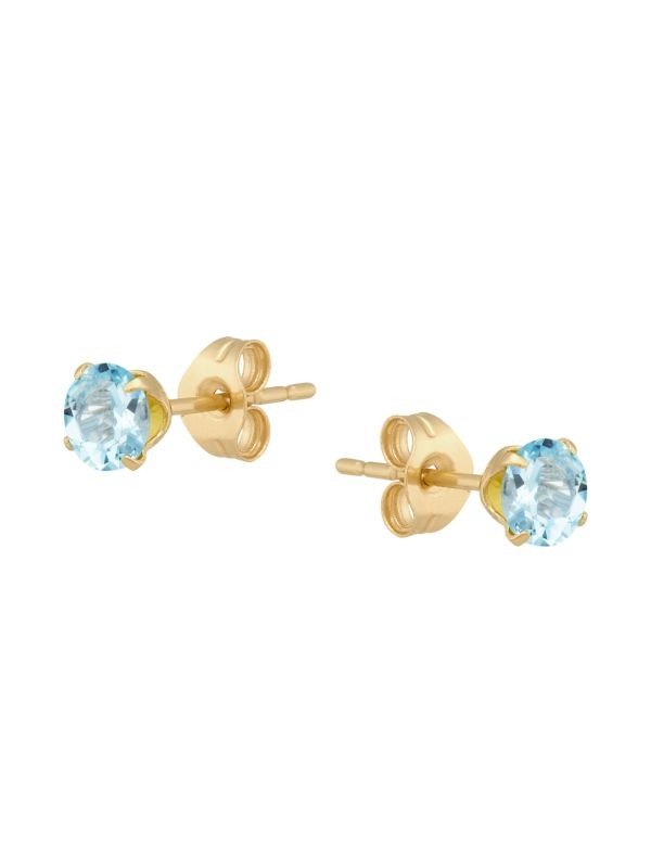 14K Yellow Gold & Aquamarine Stud Earrings