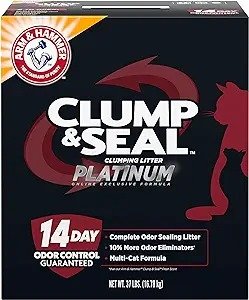 Clump & Seal Platinum Multi-Cat Complete Odor Sealing Clumping Cat Litter with 14 Days of Odor Control, 37 lbs, Online Exclusive Formula