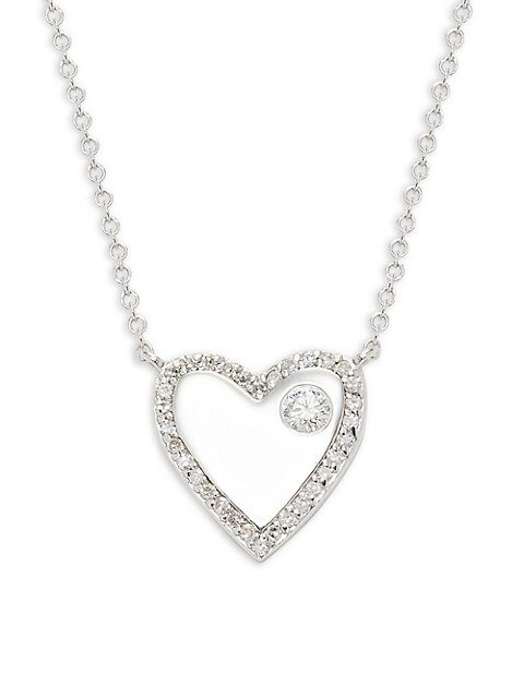 ​14K White Gold & 0.25 TCW Diamond Heart Pendant Necklace