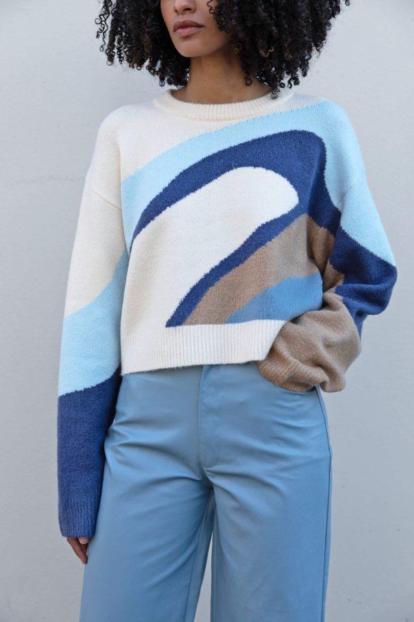 PATTERNED INTARSIA SWEATER $88 Extra 30% off - discount applied at checkout SW-7854-W Cloud Blue Intarsia;Deep Spruce Intarsia SW-7854-W $88.00