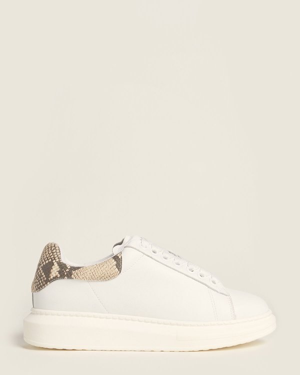 White & Natural Frosted Platform Sneakers