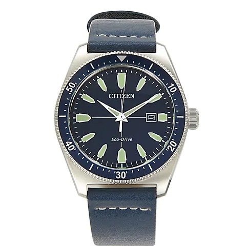 Brycen Eco-Drive Stainless Steel Chronograph Leather Strap Watch