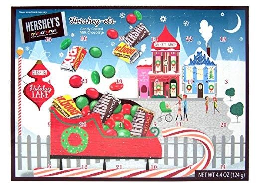 Miniatures and Candy Coated Milk Chocolate Pieces Filled 2019 Christmas Advent Calendar, 4.4 Ounce