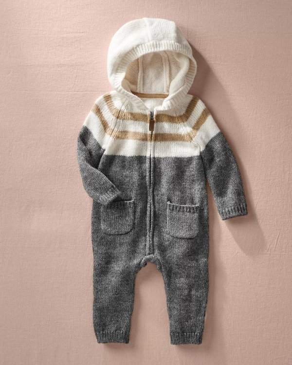 Striped Hooded Sweater Jumpsuit