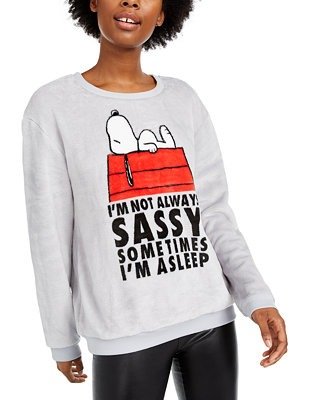 Juniors' Snoopy Plush Sweatshirt