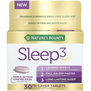 Melatonin by Nature's Bounty, Sleep3 Maximum Strength 100% Drug Free Sleep Aid,