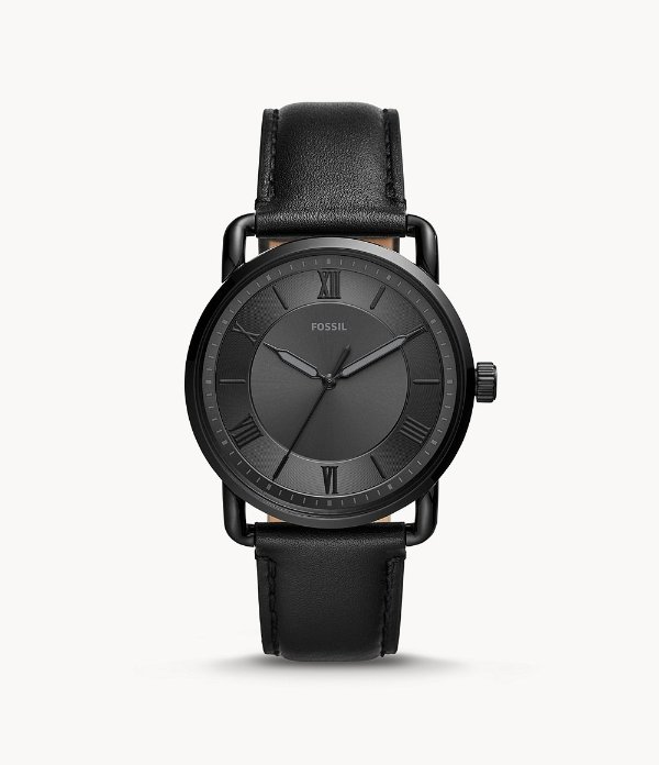 Copeland 42mm Three-Hand Black Leather Watch