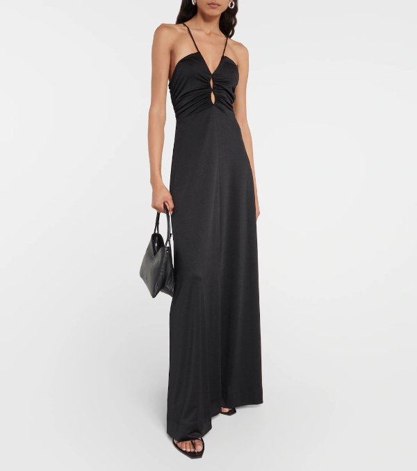 Crepe Jersey Maxi Dress in Black - Ganni | Mytheresa