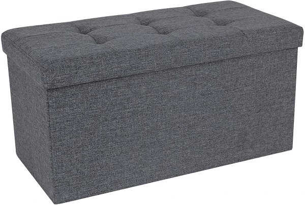 SONGMICS ULSF47K Storage Ottoman Bench, 80L Capacity, Hold up to 660 lb, Padded 30