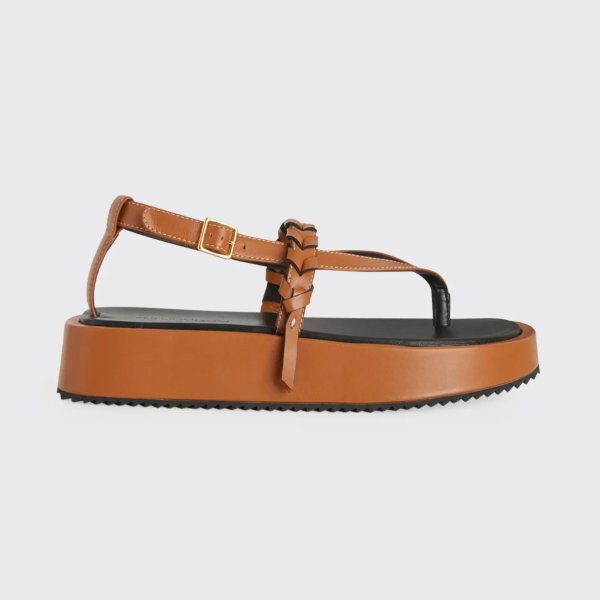 Leather Thong Flatform Sandals