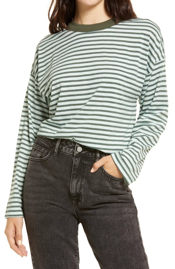 Stripe Oversize Long Sleeve T-Shirt