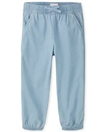 Girls Chambray Woven Pull On Jogger Pants | The Children's Place - LEIGHTON WASH