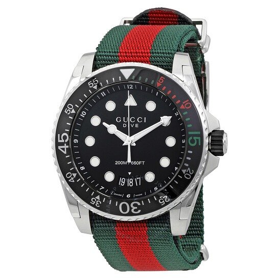 Dive Black Dial Green and Red Nylon Men's Watch YA136209