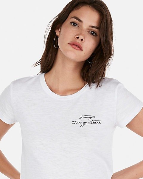Olivia Culpo Stronger Cropped Graphic Tee