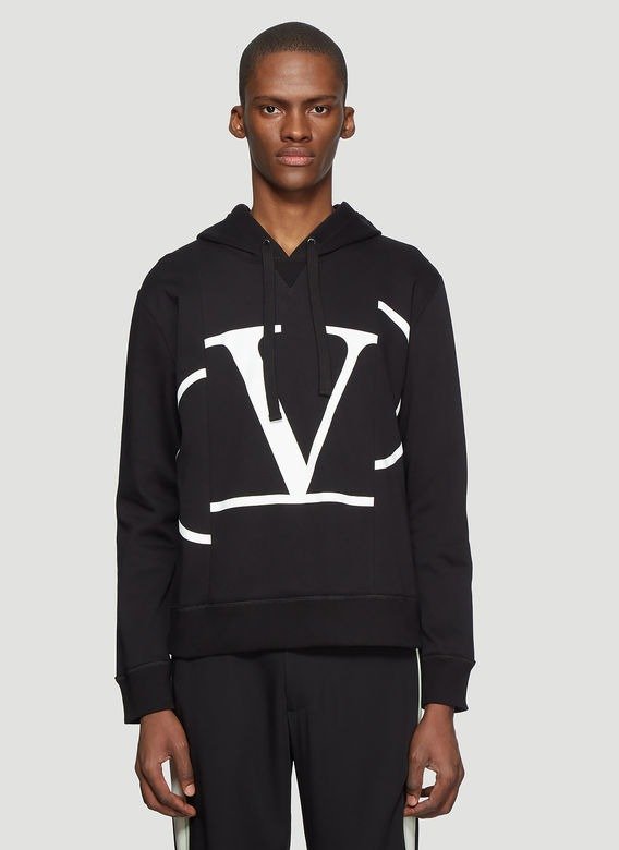 Hooded Deconstructed Go Logo Sweater in Black