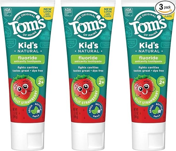 Natural Children's Fluoride Toothpaste, Silly Strawberry, 5.1 oz. 3-Pack