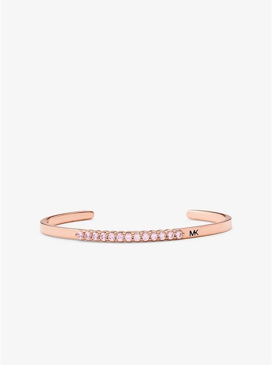14K Rose Gold-Plated Sterling Silver Pave Oversized Nesting Cuff