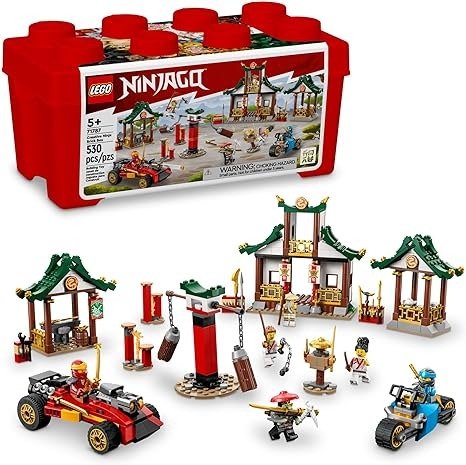 NINJAGO Creative Ninja Brick Box 71787, Toy Storage, Bricks to Build Dojo, Ninja Car, Motorbike, 6 Minifigures & More, Toys for Kids 5 Plus