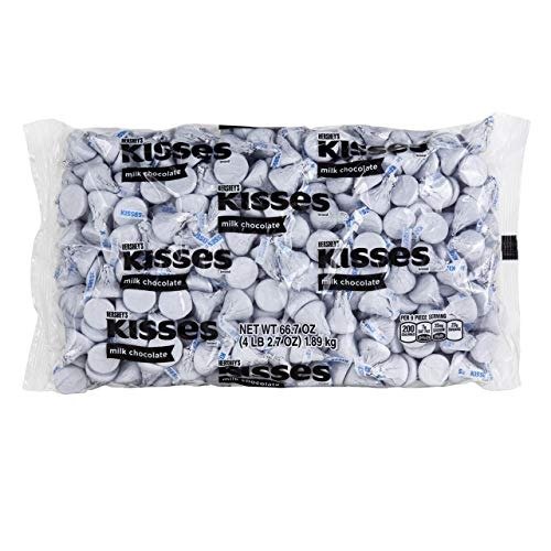 HERSHEY'S KISSES Chocolate Candy, White Foils, 2.67 Oz