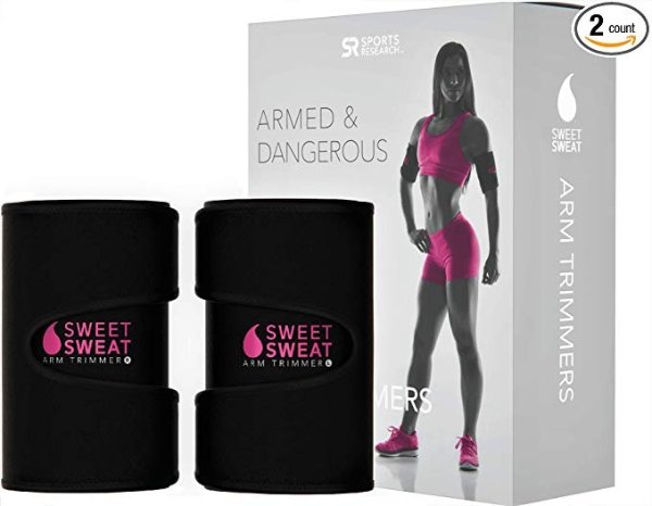 Sports Research Sweet Sweat Arm Trimmers for Men & Women | Increases Heat & Sweat Production to The Bicep Area | Includes Bonus Mesh Carrying Bag