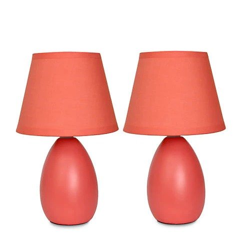 Simple Designs Mini Egg Oval Ceramic Table Lamp - Set Of 2