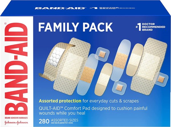 Band-Aid Brand Adhesive Bandages Family Variety Pack, Assorted Sizes, 280 ct