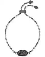 Elaina Gunmetal Chain Bracelet in Black Drusy | Kendra Scott