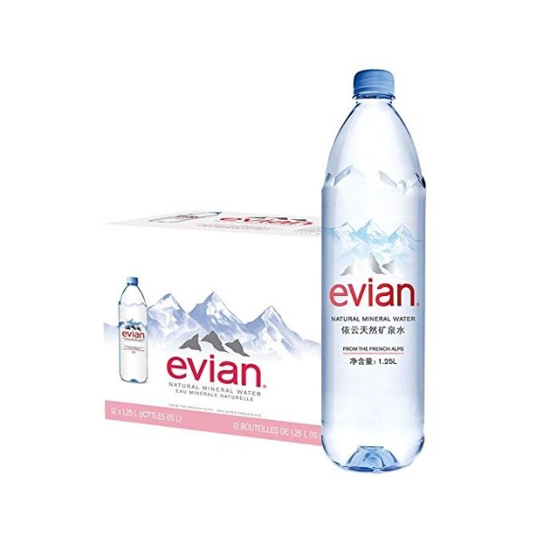 Evian 依云 天然矿泉水塑料瓶 整箱装 1.25L*12 (特卖)