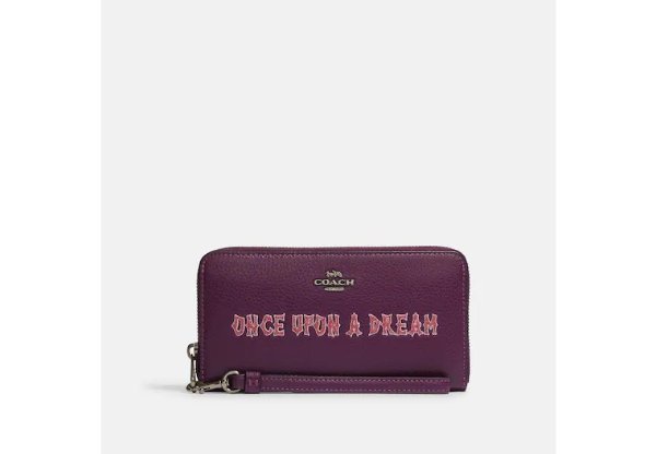 Disney X Coach Long Zip Around Wallet With Signature Canvas Interior And Once Upon A Dream Motif