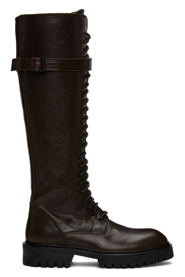 SSENSE Exclusive Brown Leather Lace-Up Boots