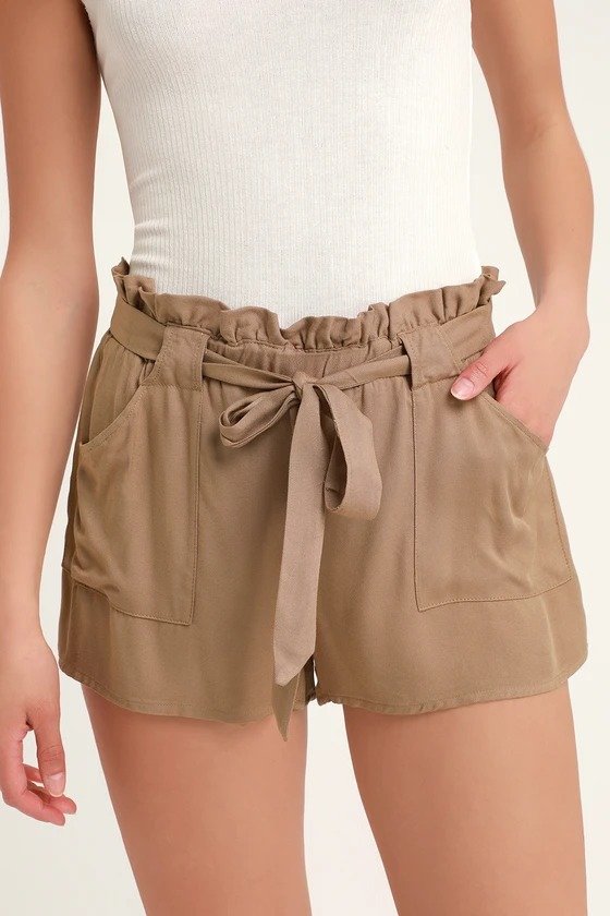 Belt It Out Brown Paper Bag Waist Shorts