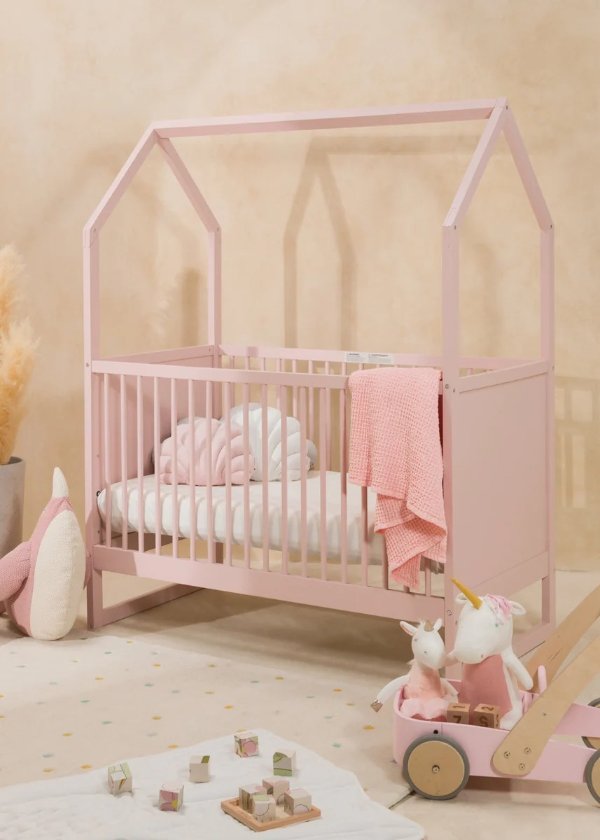 屋型婴儿床--粉色