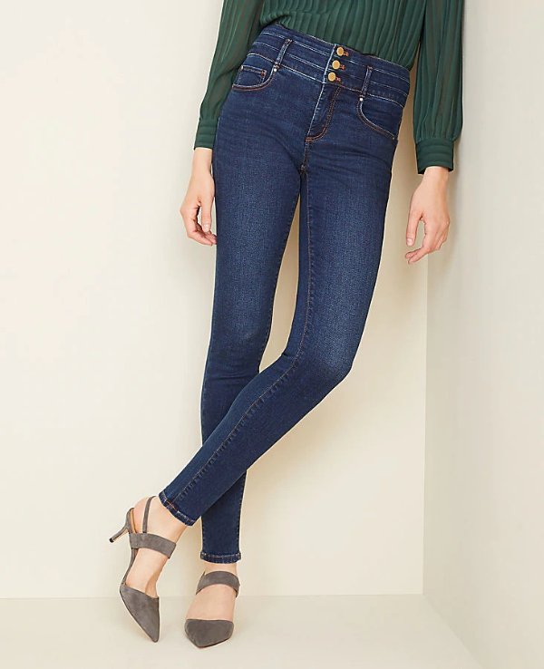 Sculpting Pockets High Rise Skinny Jeans in Classic Indigo Wash | Ann Taylor