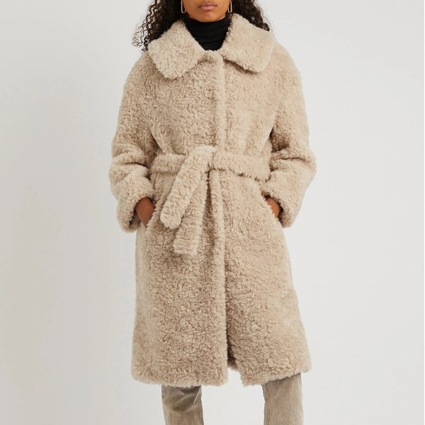 Katrina sand textured faux fur coat