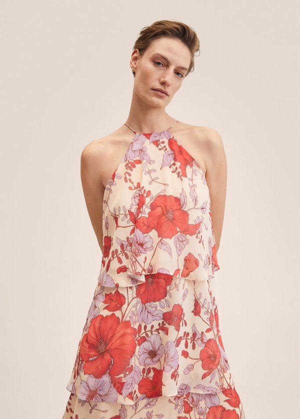 Ruffled floral print dress - Women | Mango USA