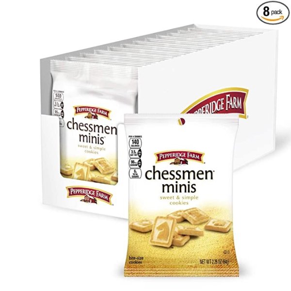 Chessmen Mini Cookies, 2.25 Ounce Snack Packs (Pack of 8)