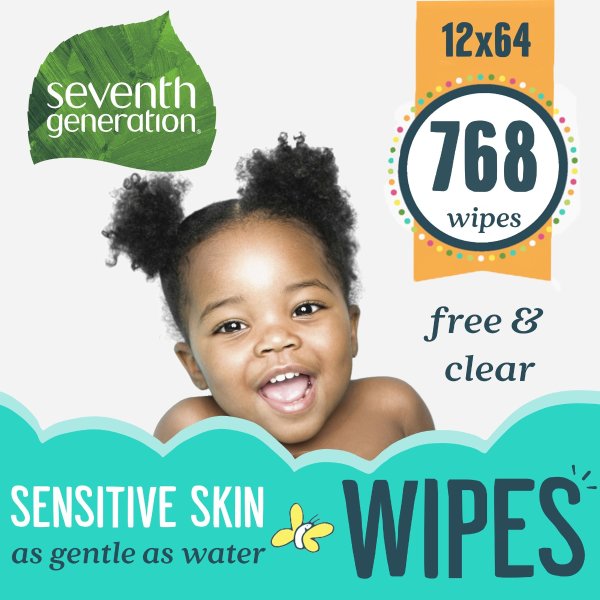 Free and Clear Baby Wipes with Dispenser 768 count