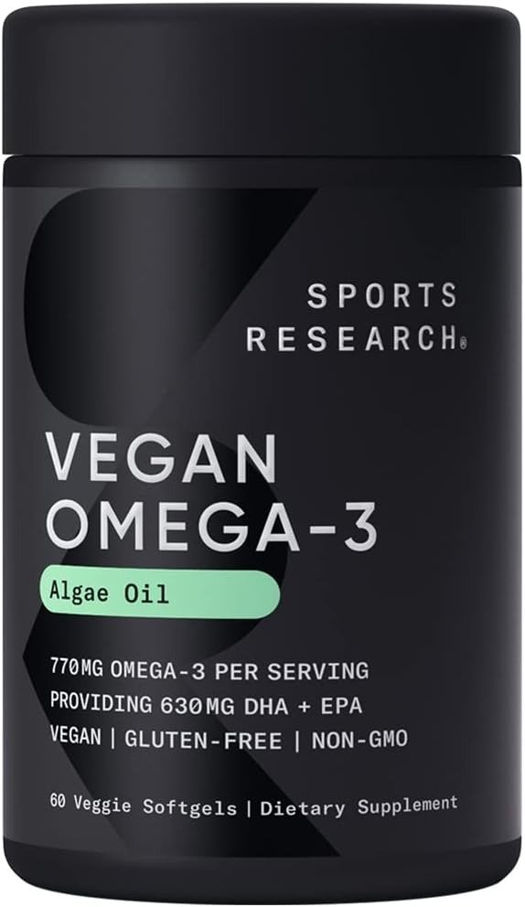 Highest Levels of Vegan DHA & EPA Fatty Acids - Non-GMO Verified & Vegan Certified Algae Oil - 60 Veggie Softgels (Carrageenan Free)